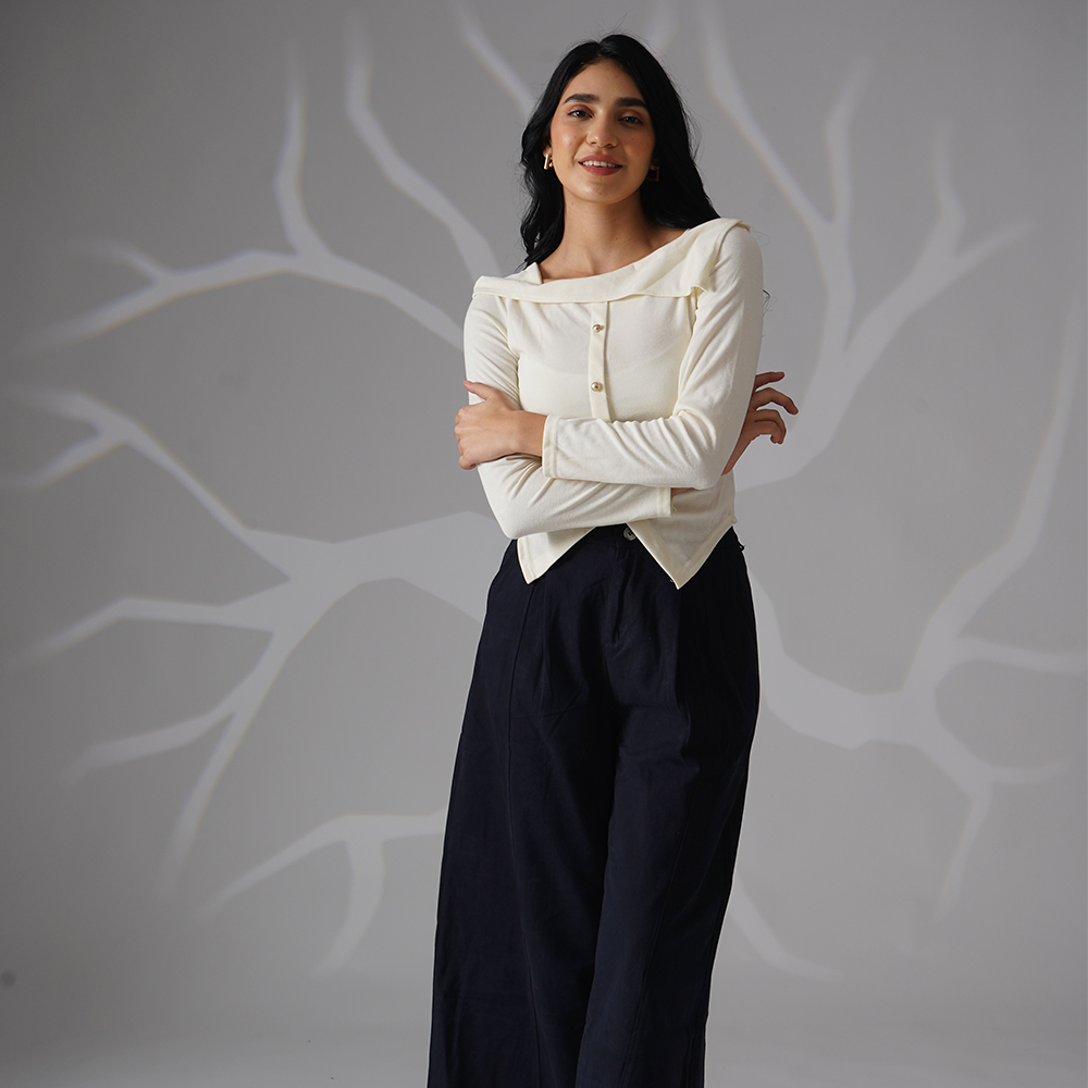 clara asymmetric knit top